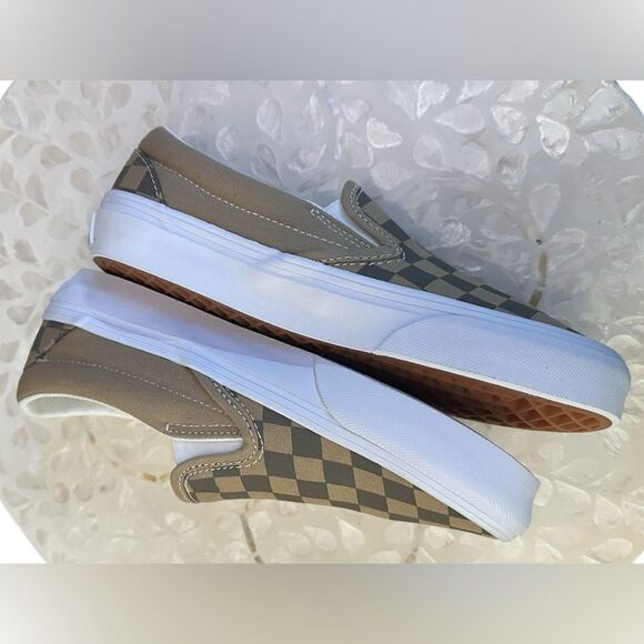 New Vans Classic Slip-On Shoes Canvas Block Checkerboard Brown (VN0A2Z41DFM) - Picture 9 of 12